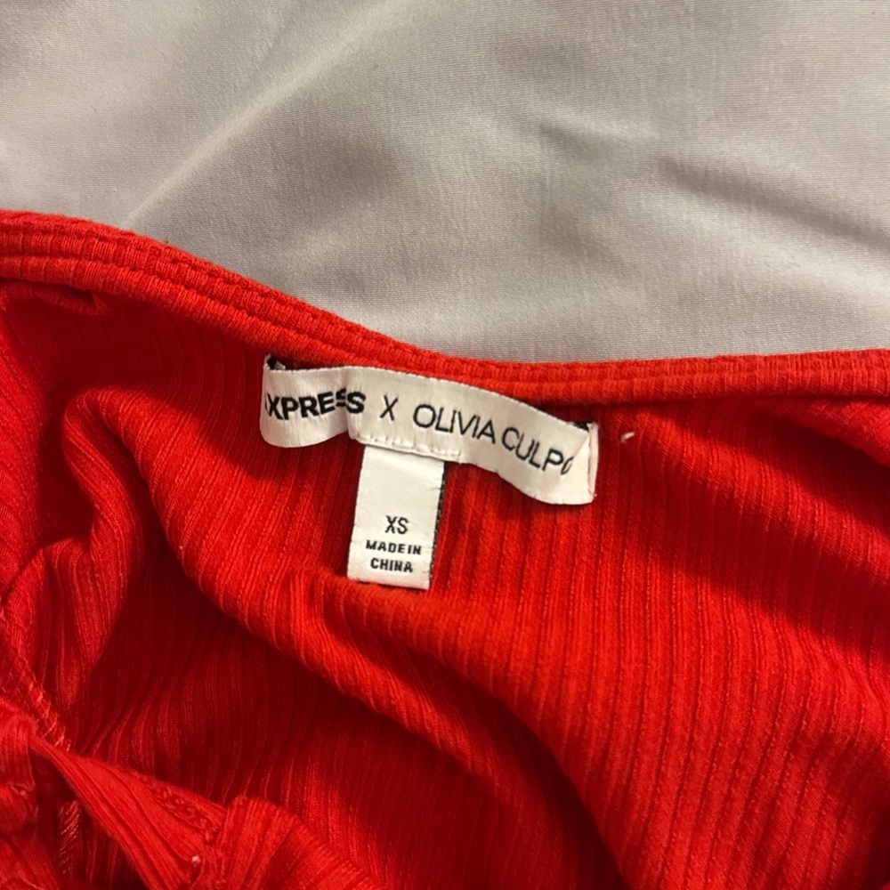 Express Red Ribbed Bodysuit - Picture 5 of 5
